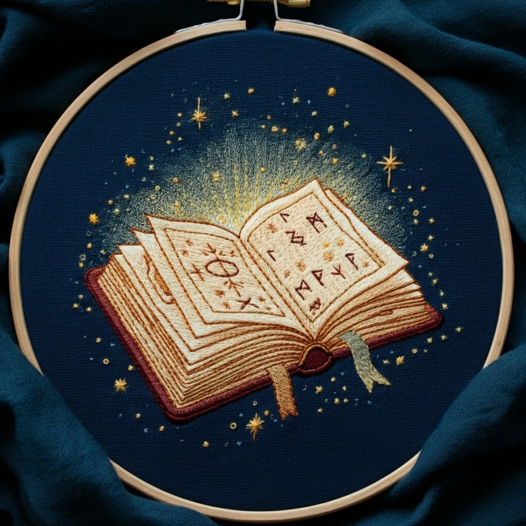 The Enchanted Grimoire  Open Spell Book Embroidery
