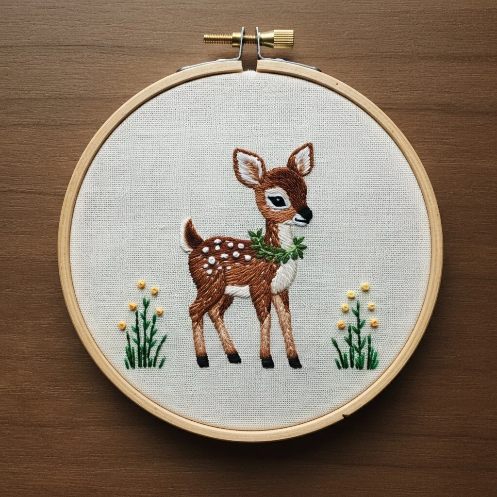 Winter Fawn Hand Embroidery