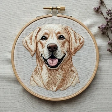 Happy Labrador Retriever Portrait Embroidery