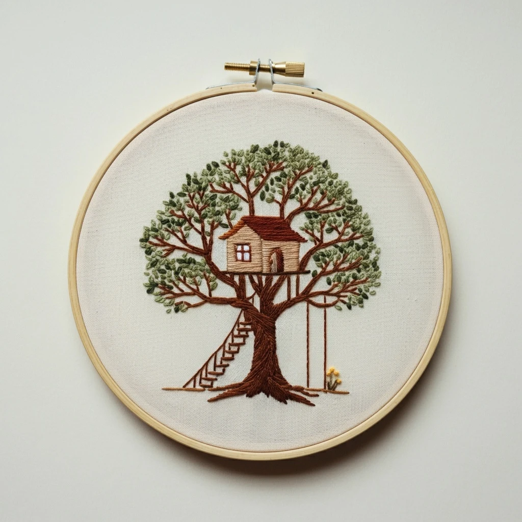Cozy Treehouse Embroidery