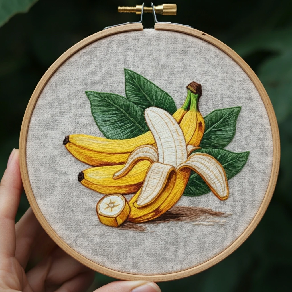 Tropical Realism  Peeled Banana & Palm Leaves