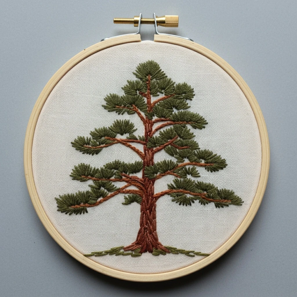 Embroidered Giant Redwood Pine Tree in Hoop