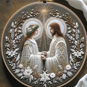 Intricate Ecclesiastical Embroidery  Union in White and Gold
