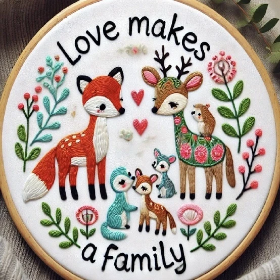 Whimsical Woodland Family Embroidery Design