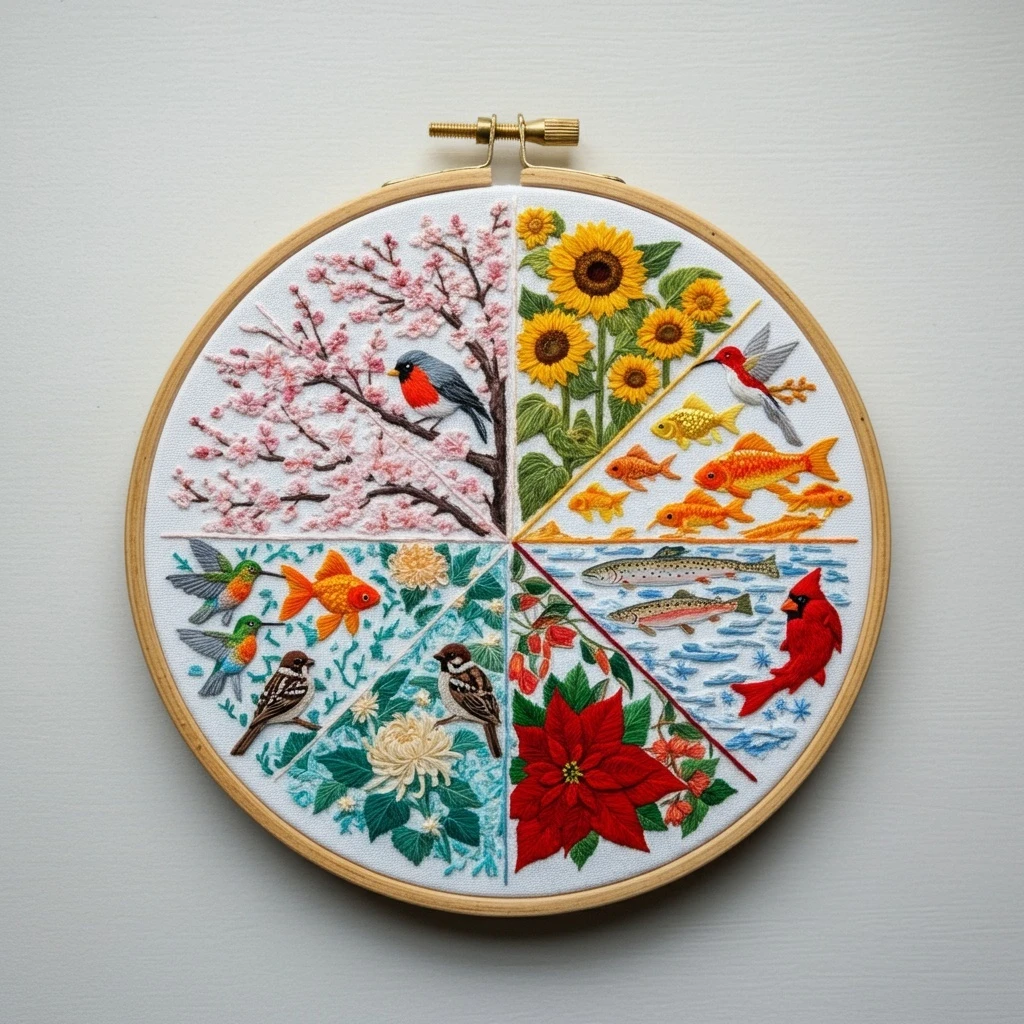 The Four Seasons  Nature's Embroidery Circle