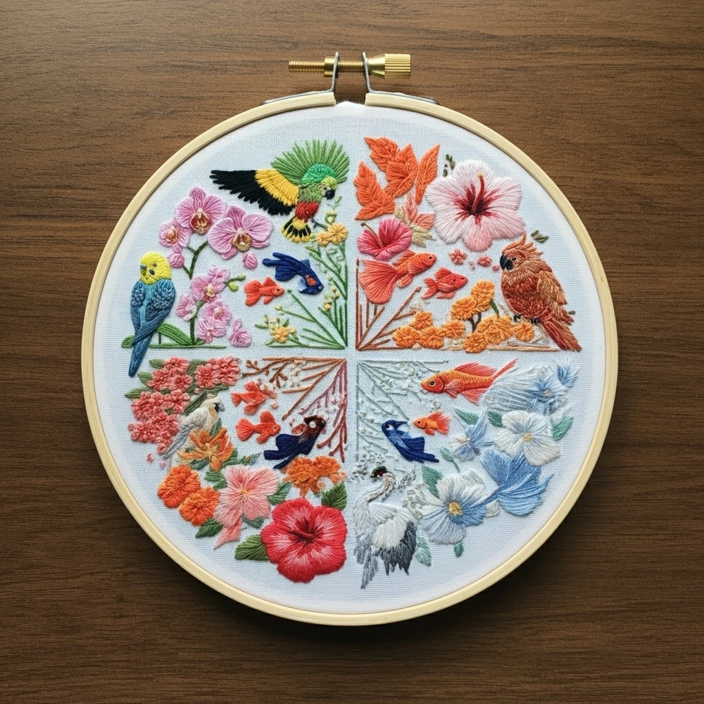 Seasons of Life  Nature's Harmony in Hand Embroidery