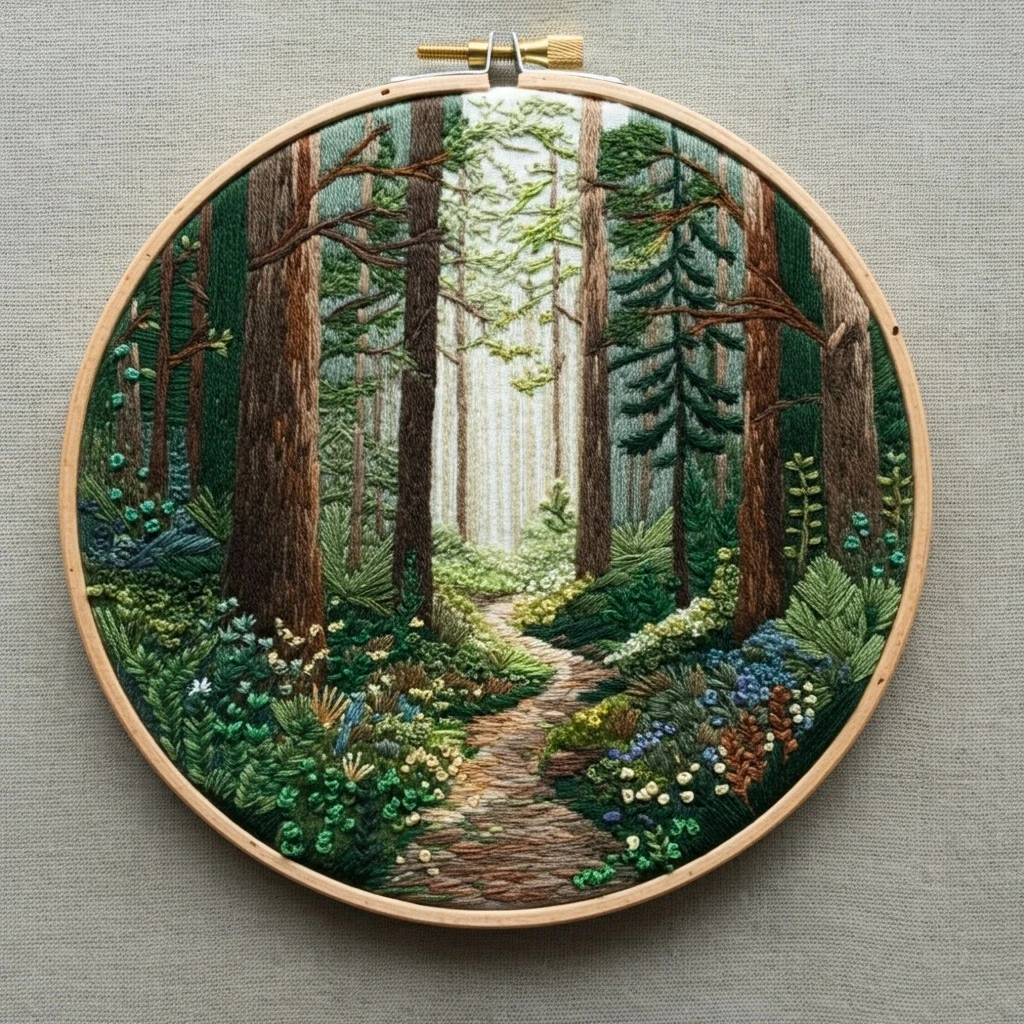 Enchanted Forest Path Embroidery
