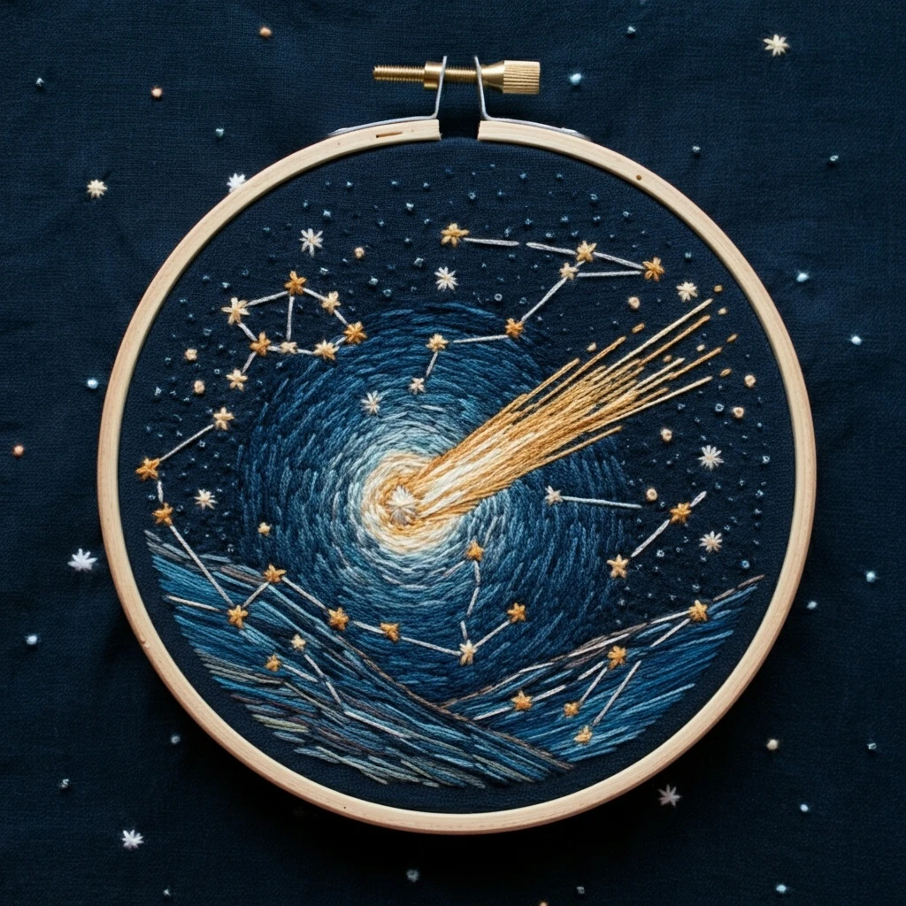 Celestial Comet Embroidery  A Beginner's Constellation Journey