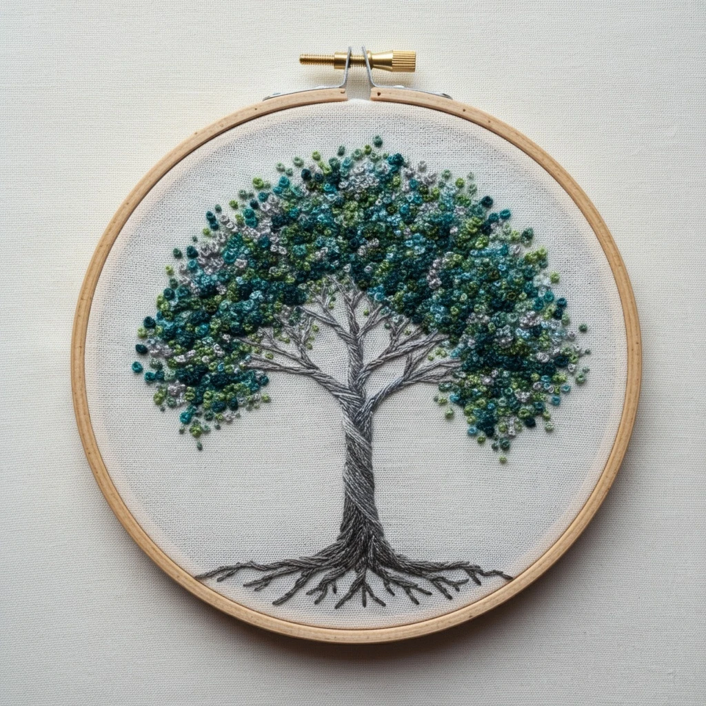 Classic Green Tree with Spring Flowers
