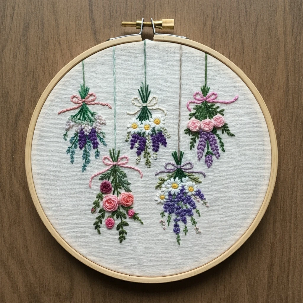 Herbal & Floral Hanging Bundles Embroidery Hoop Art