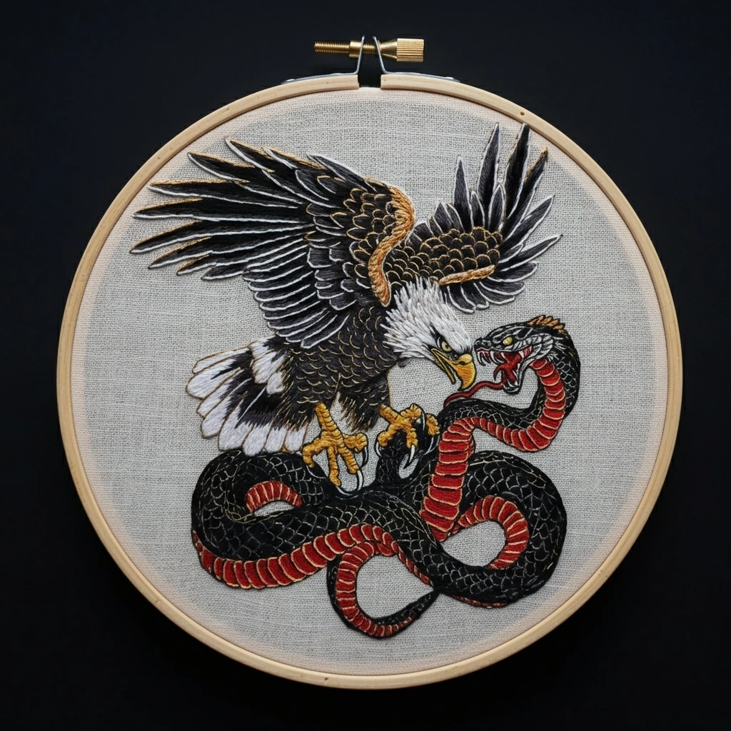 Clash of the Wild  Detailed Animal Embroidery
