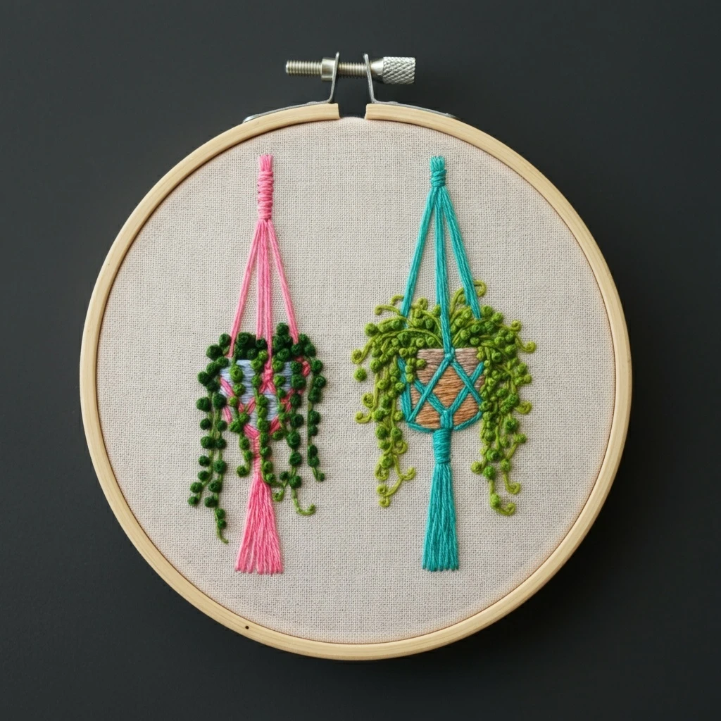 Boho String of Pearls Planters (or) Macrame Plant Hangers Duo