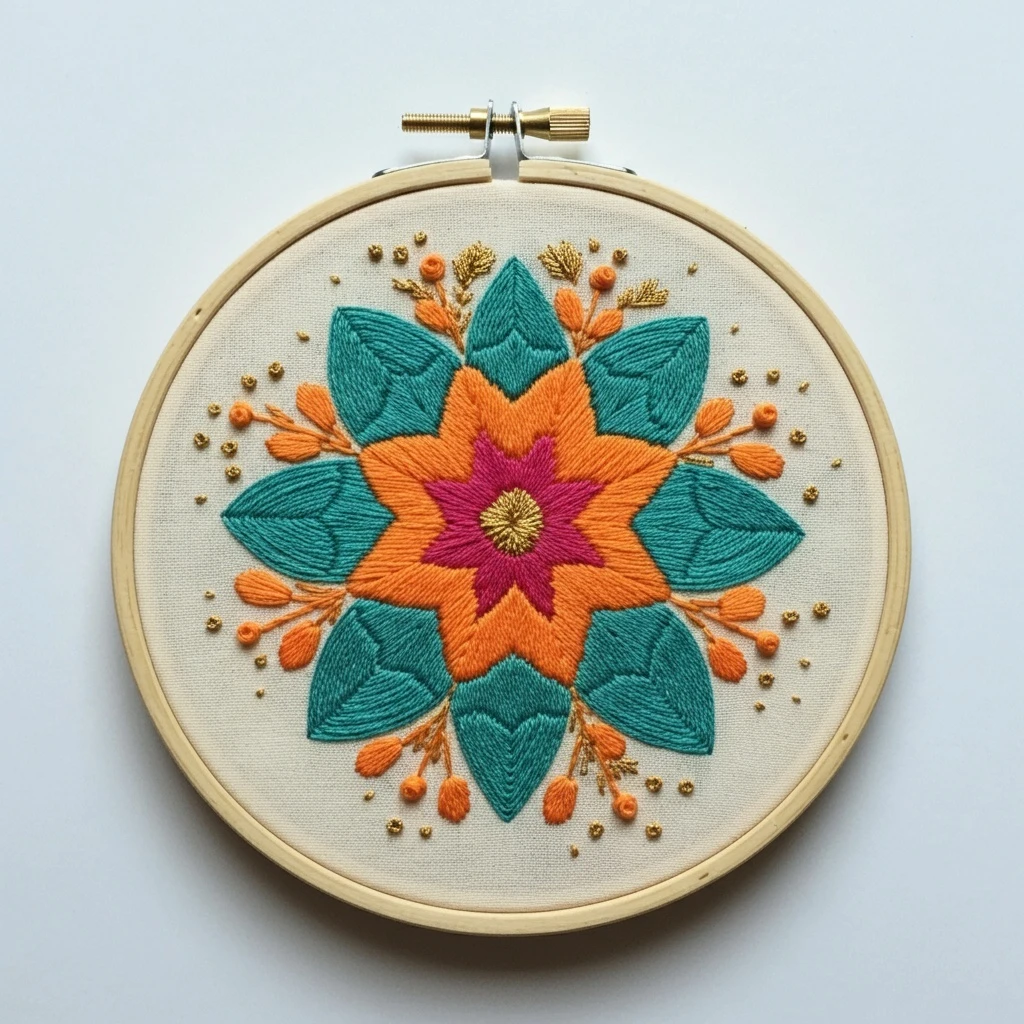 Suggestion  Vibrant Autumn Starburst  A Beginner's Embroidered Floral Mandala