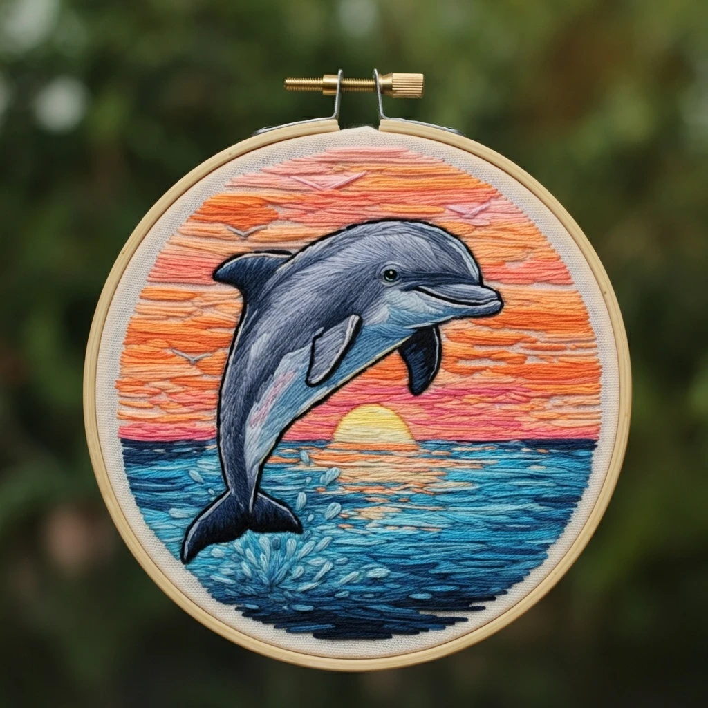 Stitched Serenity  Dolphin's Leap