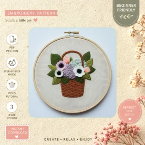 Main preview of celebrate spring flowering springtime hand embroidery pattern showing flowers, nature, and home in a hand stitched hoop art design
