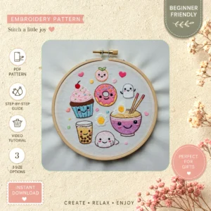 Main preview of celebrate spring nature inspired hand embroidery pattern showing nature and home in a hand stitched hoop art design