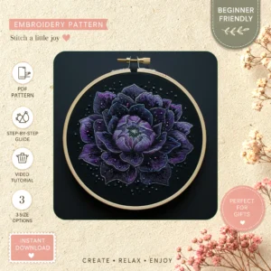 Main preview of chic stylish floral discover hand embroidery pattern showing floral, nature, and home in a hand stitched hoop art design
