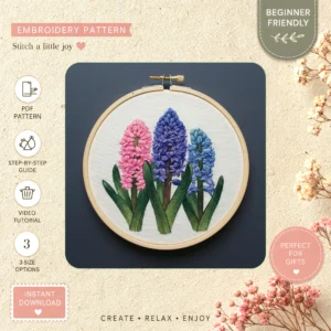 Main preview of colorful flower life vibrant hand embroidery pattern showing flower, flowers, floral, and nature in a hand stitched hoop art design