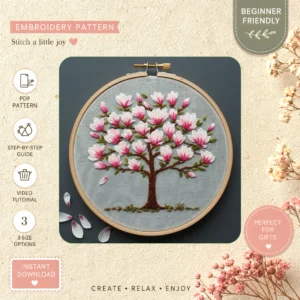Main preview of elegant flower floral delicate hand embroidery pattern showing flower, floral, blossoms, and nature in a hand stitched hoop art design