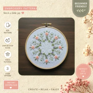 Main preview of floral captivating variety flowers hand embroidery pattern showing flowers, floral, leaves, and nature in a hand stitched hoop art design