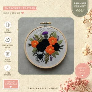 Main preview of floral nature enhance bouquet hand embroidery pattern showing flowers, floral, bouquet, and nature in a hand stitched hoop art design