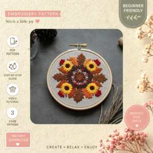 Main preview of floral variety flowers each hand embroidery pattern showing flowers, floral, bouquet, and nature in a hand stitched hoop art design