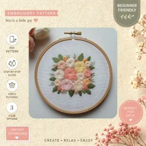 Main preview of flower bouquet flowers those hand embroidery pattern showing flower, flowers, floral, and bouquet in a hand stitched hoop art design