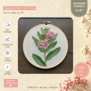 Main preview of fresh flower these craft hand embroidery pattern showing flower, flowers, and bouquet in a hand stitched hoop art design