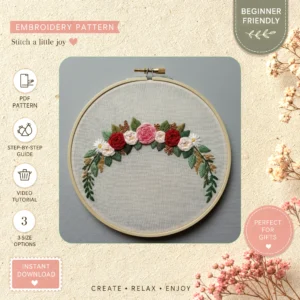 Main preview of nature's bouquet celebrate floral hand embroidery pattern showing floral, bouquet, and nature in a hand stitched hoop art design