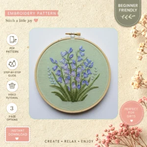 Main preview of nature's floral bouquet frame hand embroidery pattern showing floral, bouquet, nature, and home in a hand stitched hoop art design