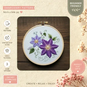 Main preview of nature's flower embroidered nature hand embroidery pattern showing flower, floral, and nature in a hand stitched hoop art design