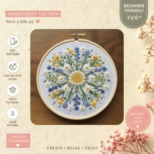 Main preview of nature's tapestry nature indoors hand embroidery pattern showing birds, flowers, floral, leaves, and nature in a hand stitched hoop art design