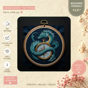 Main preview of nature's voyage whimsical blue hand embroidery pattern showing nature's voyage whimsical blue in a hand stitched hoop art design