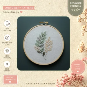 Main preview of pastoral flowers serene various hand embroidery pattern showing flowers, leaves, and nature in a hand stitched hoop art design