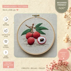 Main preview of raspberry lavender natural nature hand embroidery pattern showing lavender, nature, and home in a hand stitched hoop art design
