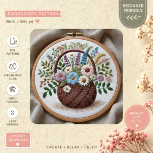 Main preview of rustic floral flowers grasses hand embroidery pattern showing flowers, floral, wildflowers, and nature in a hand stitched hoop art design