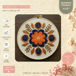 Main preview of seasonal floral vivid spring hand embroidery pattern showing flowers, floral, bouquet, leaves, and nature in a hand stitched hoop art design