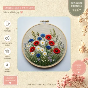 Main preview of spring flower bouquet nature hand embroidery pattern showing birds, butterflies, flower, flowers, and floral in a hand stitched hoop art design