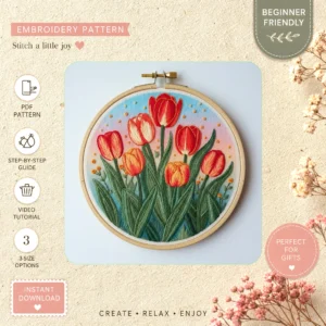 Main preview of spring flower celebrate nature hand embroidery pattern showing flower, flowers, and nature in a hand stitched hoop art design