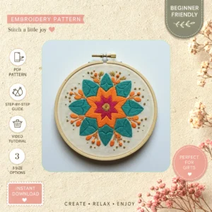 Main preview of vibrant floral stunning nature hand embroidery pattern showing flowers, floral, and nature in a hand stitched hoop art design