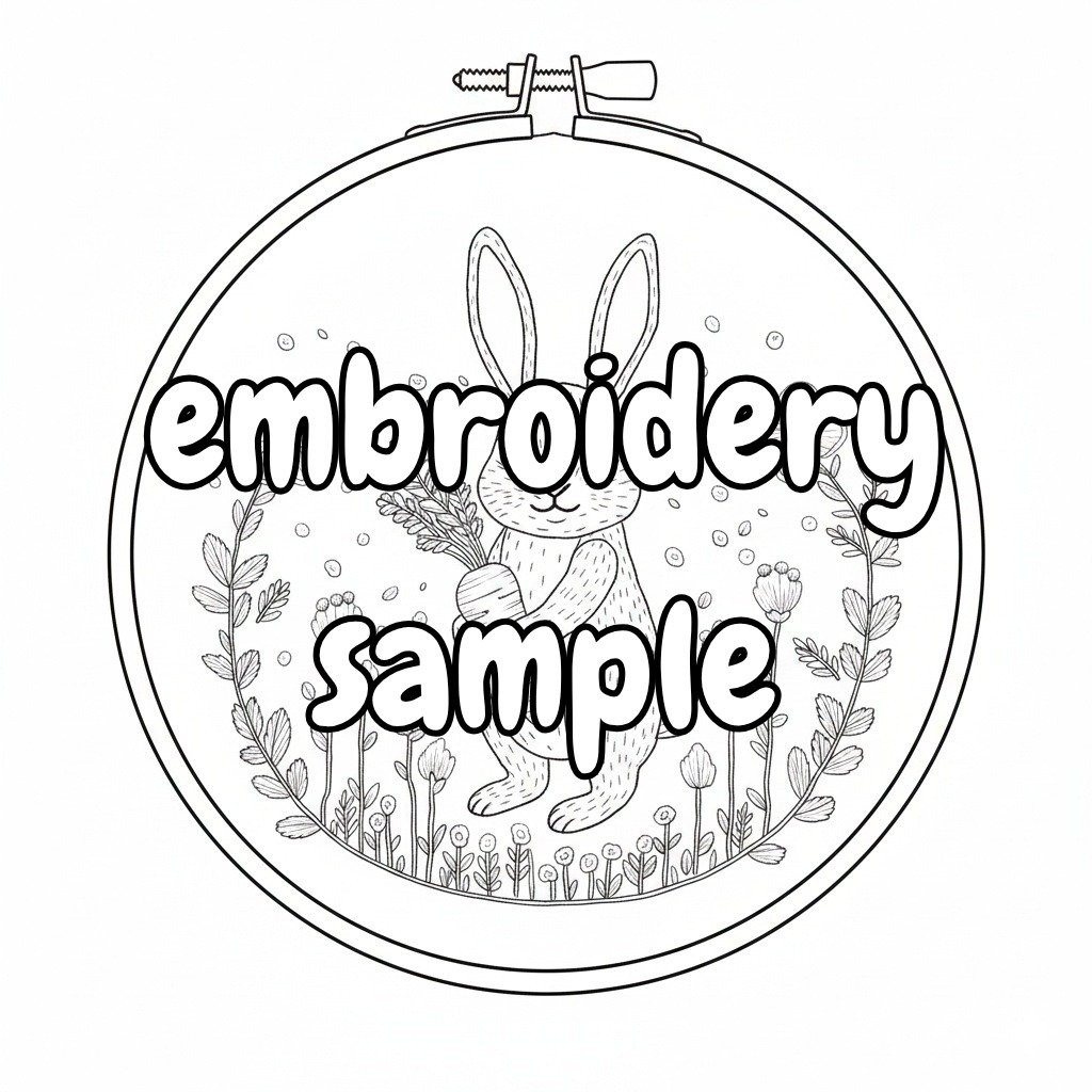 Specific Theme Hand Embroidery Pattern: Adorable Bunny Carrot Flower Design for Hoop Art - Downloadable PDF - Image 2