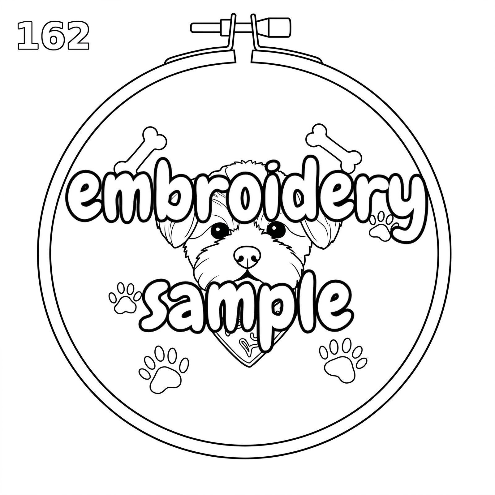 Hand Embroidery Pattern: Adorable Dog with Paw Print and Bone Design - Downloadable PDF Hoop Art - Image 2
