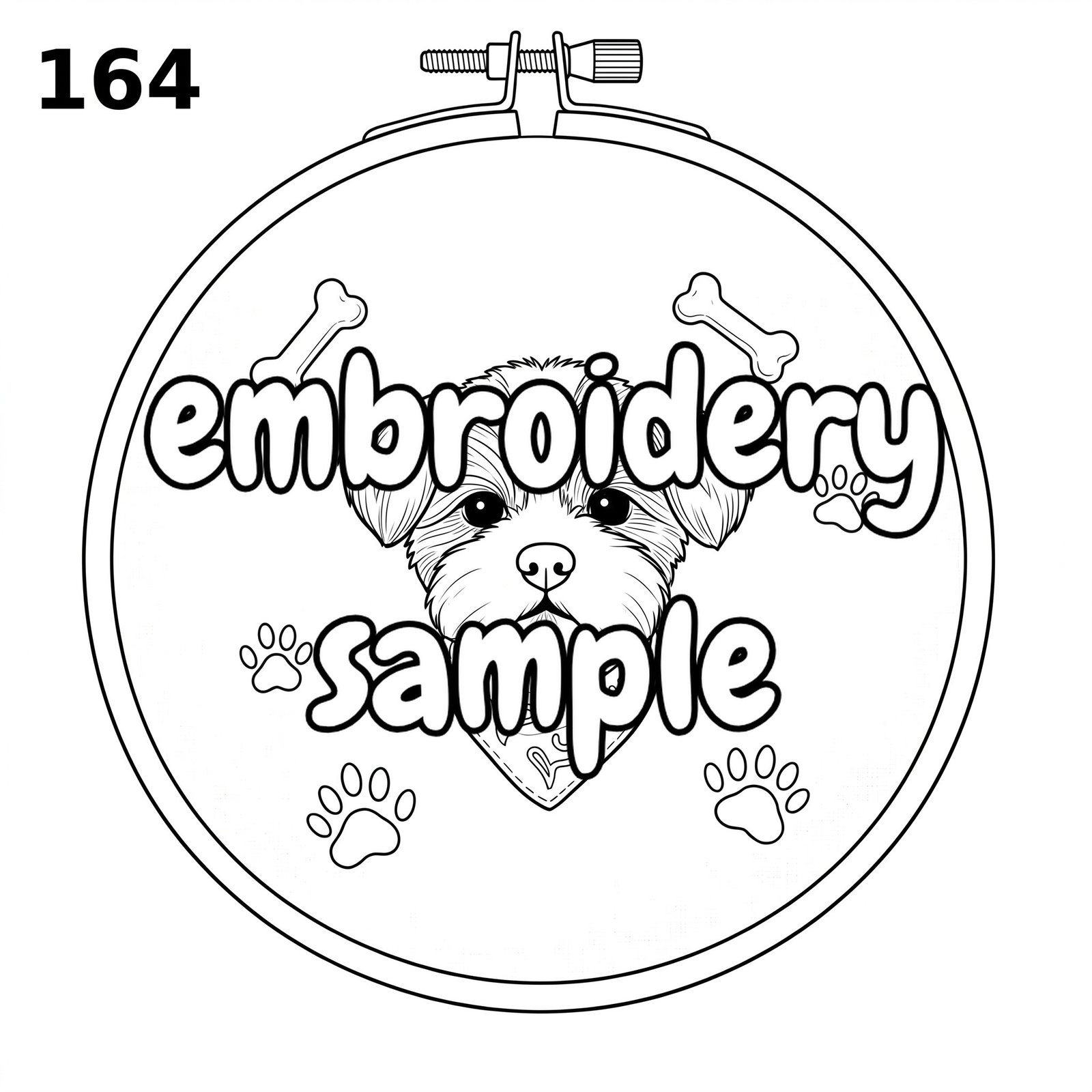 Hand Embroidery Pattern: Charming Dog Design with Bone and Paw Prints - Downloadable PDF Hoop Art - Image 2