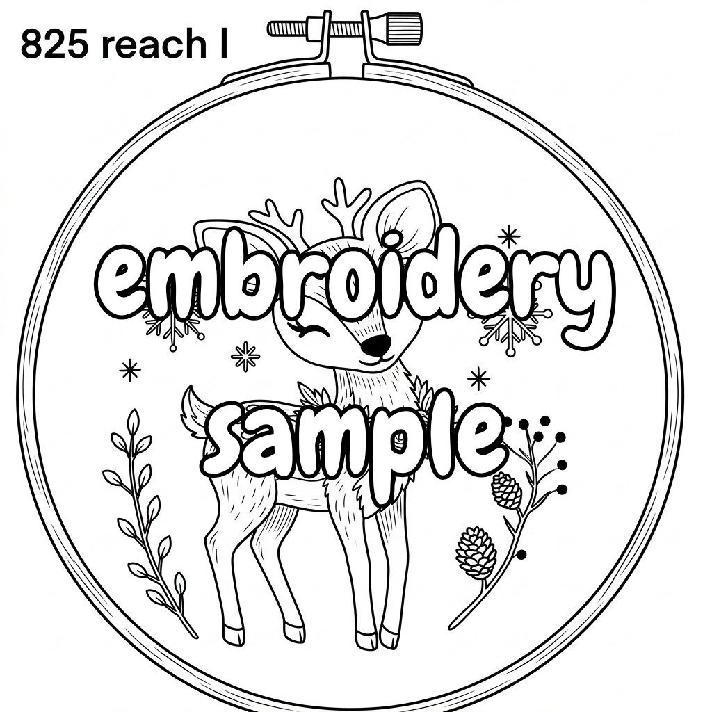 Specific Theme Hand Embroidery Pattern: Deer, Wreath and Seasonal Flowers - Downloadable PDF - Image 2