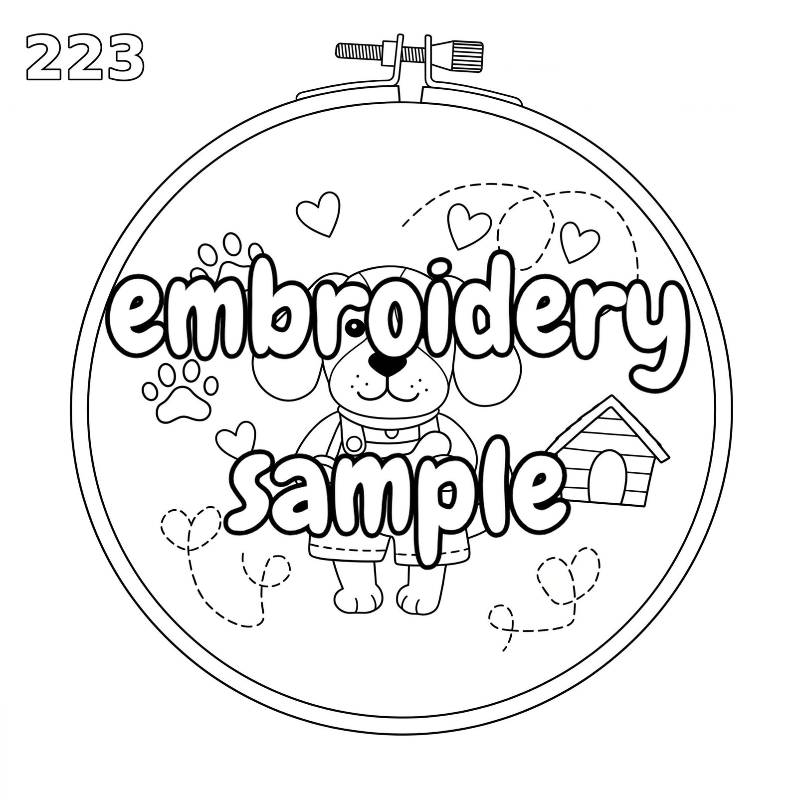 Hand Embroidery Pattern: Cute Puppy with a House and Hearts - Downloadable PDF Hoop Art - Image 2