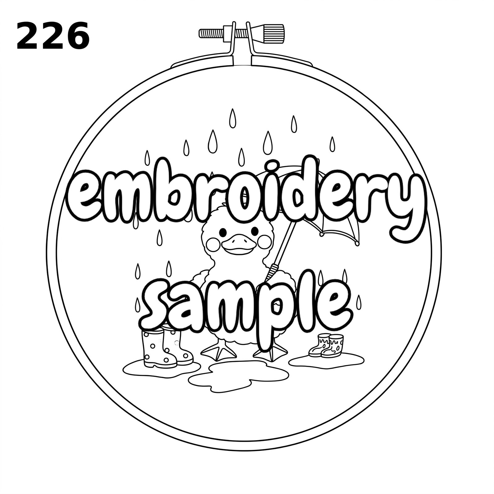Specific Theme Hand Embroidery Pattern: Duck with Umbrella on a Rainy Day - Downloadable PDF Hoop Art - Image 2