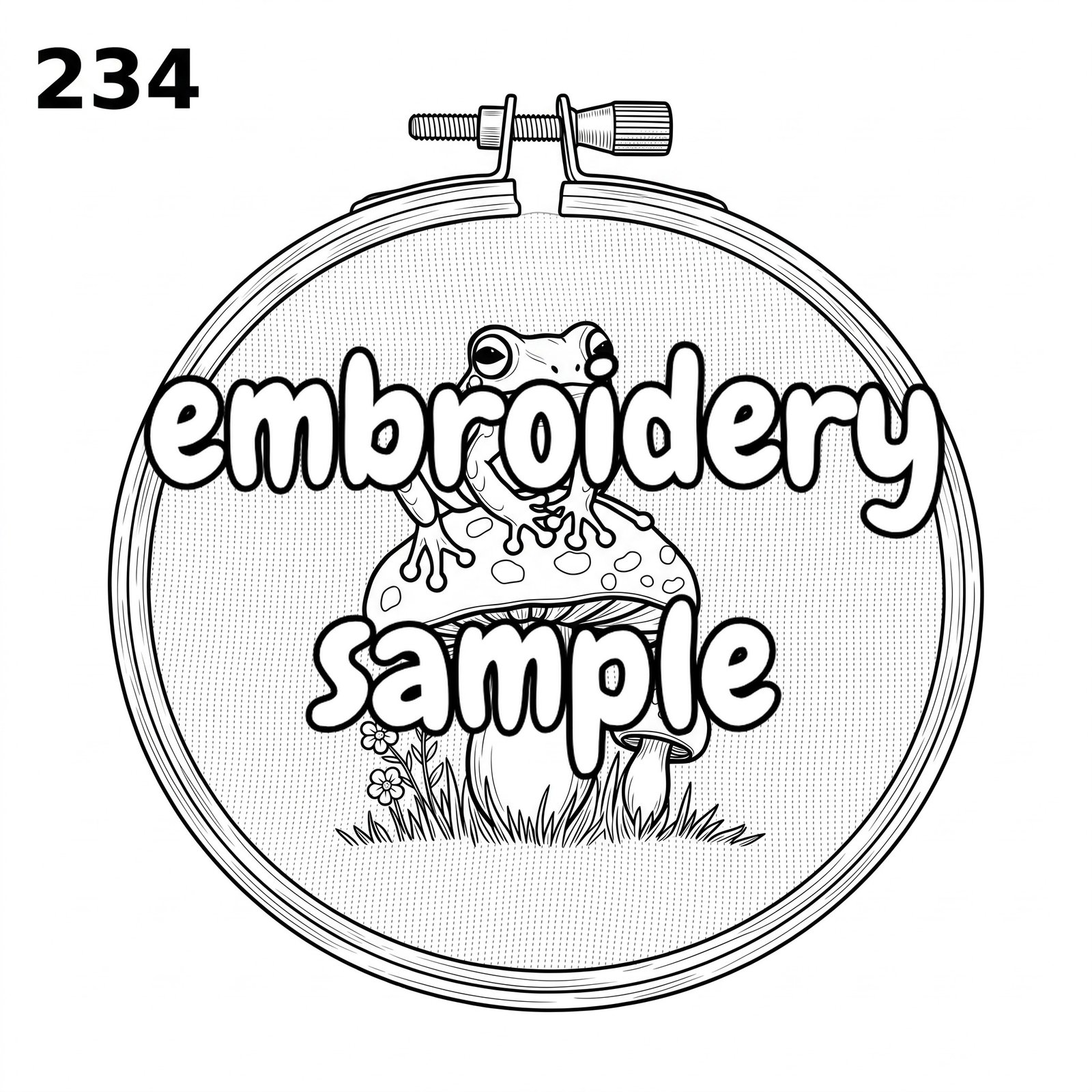 Frog & Mushroom Needlepoint Pattern: Charming Nature Scene | Downloadable PDF Hoop Art - Image 2
