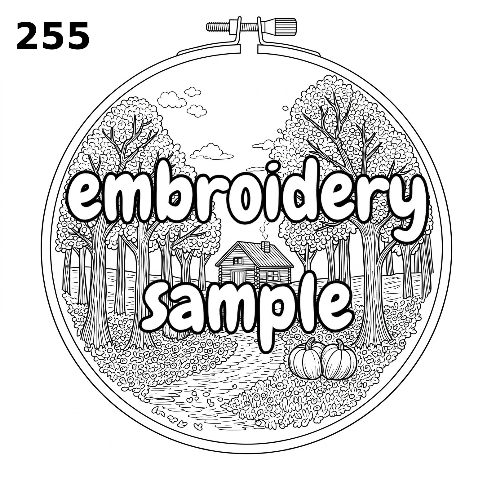 Autumnal Cottage Hoop Art Embroidery Pattern: Stitch a cozy fall scene with a cottage and pumpkins - downloadable PDF hand embroidery - Image 2