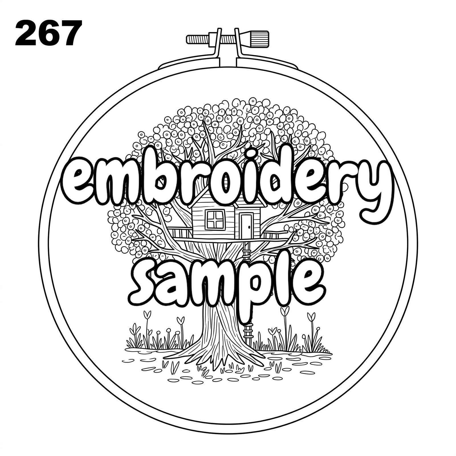 Eco-Friendly Home Hoop Art: A Stitch-by-Stitch Scene of a Tiny Tree and Cottage - Image 2