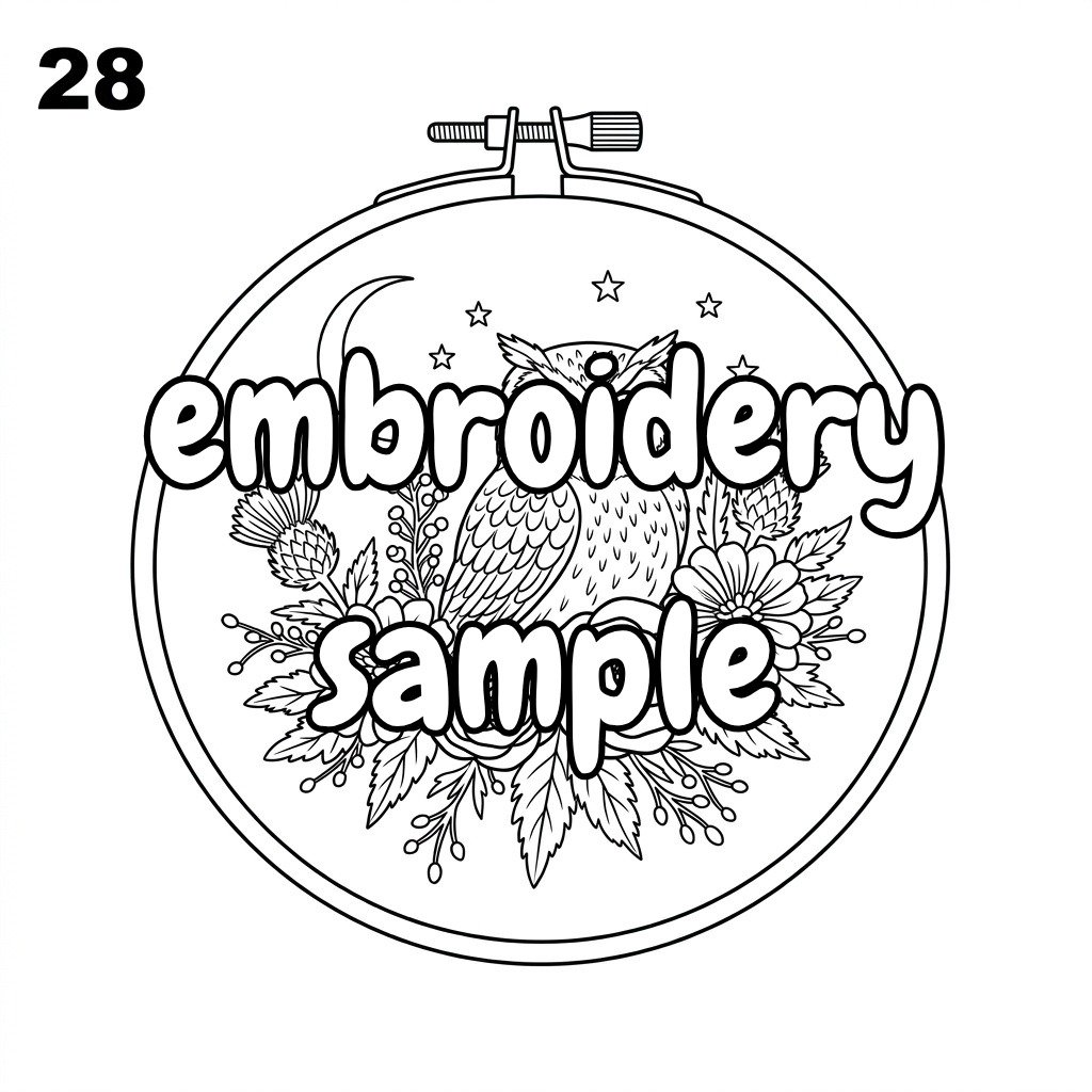 Owl & Floral Embroidery Pattern: A Stitched Scene of a Hoopoe with Yellow Flowers - Downloadable PDF - Image 2